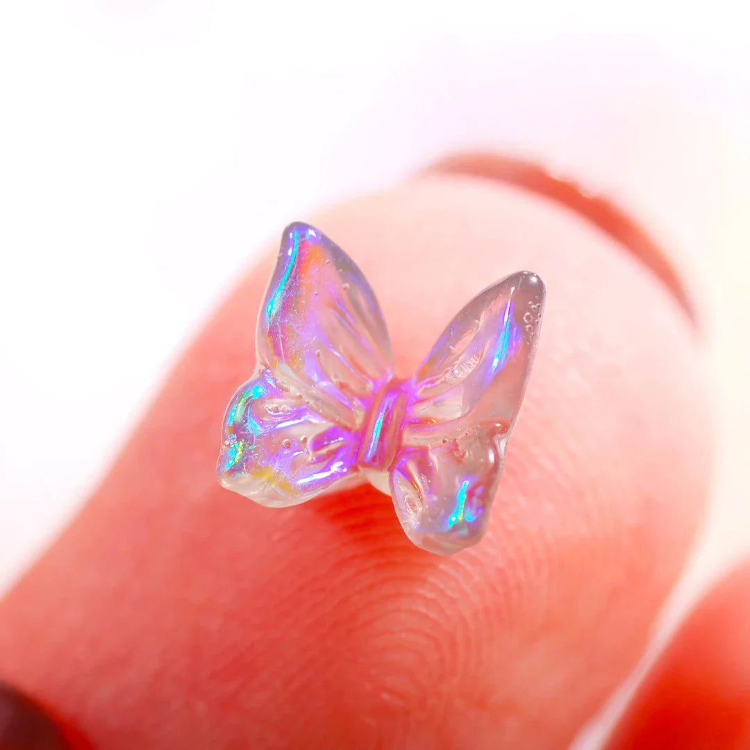 Captivating Aurora Butterfly Nail Charms with a mesmerising reflective effect, perfect for elevated DIY nail art