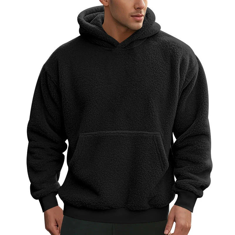 Premium double-faced velvet jumper in a range of sophisticated colours, featuring a relaxed fit and dimensional patch pockets for modern style.