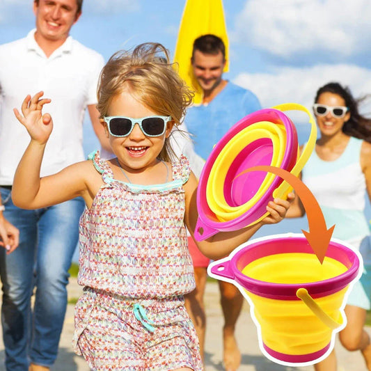 Collapsible Silicone Beach Bucket for Kids - Portable and Durable Summer Essential