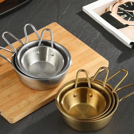 Luxurious gold plated stainless steel serving bowls in various sizes, perfect for a range of dishes and occasions