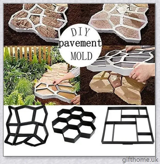 Durable, reusable DIY paving mould for creating custom garden paths, patios, and walkways in a variety of patterns