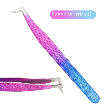 Precision Eyelash Tweezers with Elegant Ice Flower Design - Superhard Stainless Steel, Anti-static, Ergonomic Grip