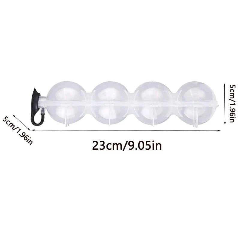 Exceptional 4-hole ice ball mould made from premium food-grade silicone and plastic for creating perfectly chilled drinks