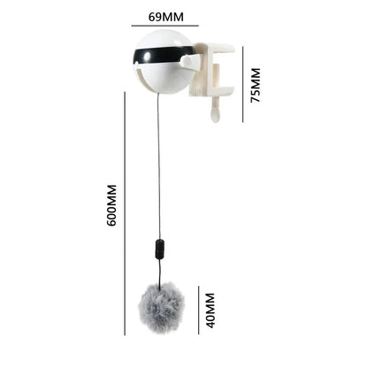 Electric automatic lifting cat ball toy in grey, white, and black colours, designed to captivate and entertain cats with its engaging puzzle features.