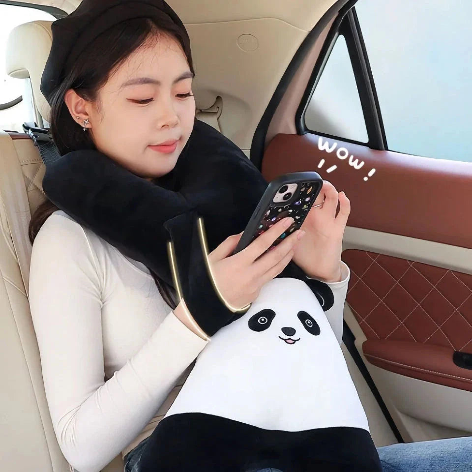 Cosy Y-Shaped Travel Pillow for Kids with Panda Design, Providing Comfort and Support for Long Journeys
