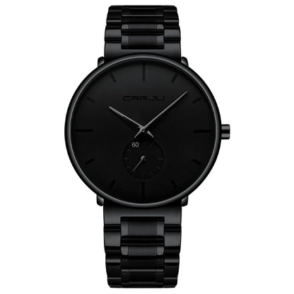 A stylish stainless steel waterproof watch with a sleek design and various coloured needle options