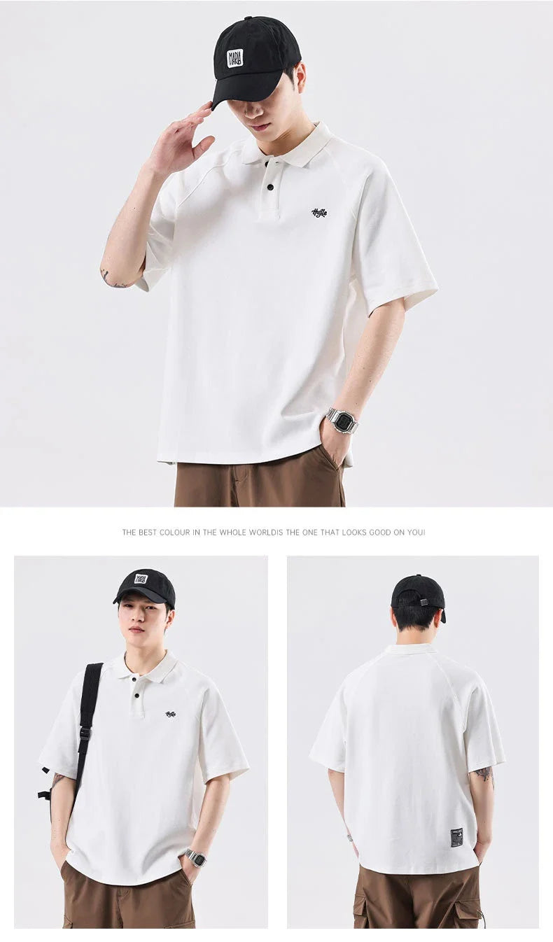 Stylish everyday raglan t-shirt for men in white, dark brown, and melange grey colours