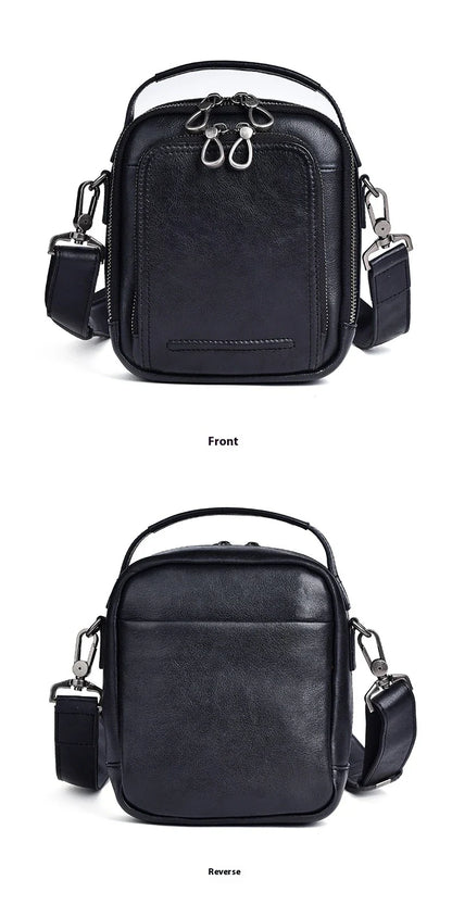 Premium retro leather messenger bag with spacious main compartment, side pockets, and robust handle for comfortable carrying