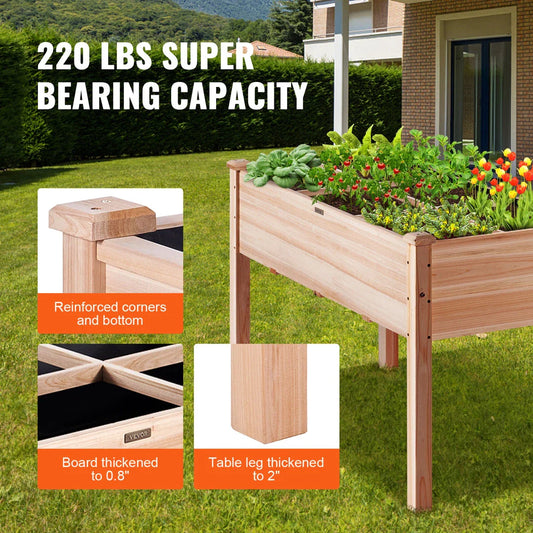 Premium raised wooden garden bed with dual drainage system for UK gardeners