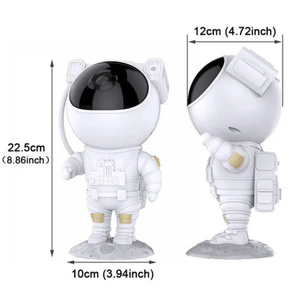 Astronaut-themed star projector lamp with rotating head and customisable features, creating a mesmerising nebula display in any room