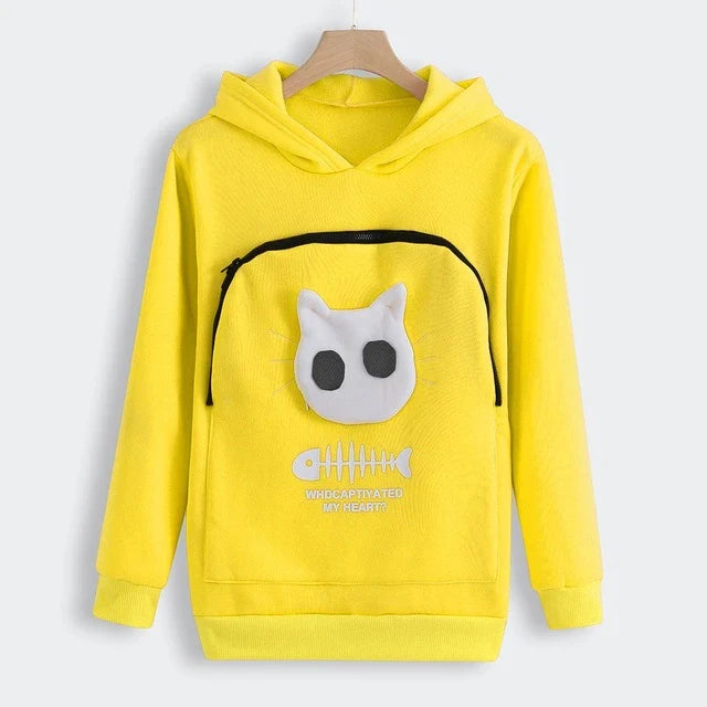 Cosy cat lovers hoodie with soft polyester construction and paw print designs