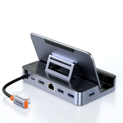Premium 6-Port Type-C Docking Station with HDMI 4K@60Hz, USB 3.0, Gigabit Ethernet, and 100W Charging