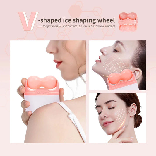Premium ice roller facial massager with two interchangeable roller heads for skincare benefits