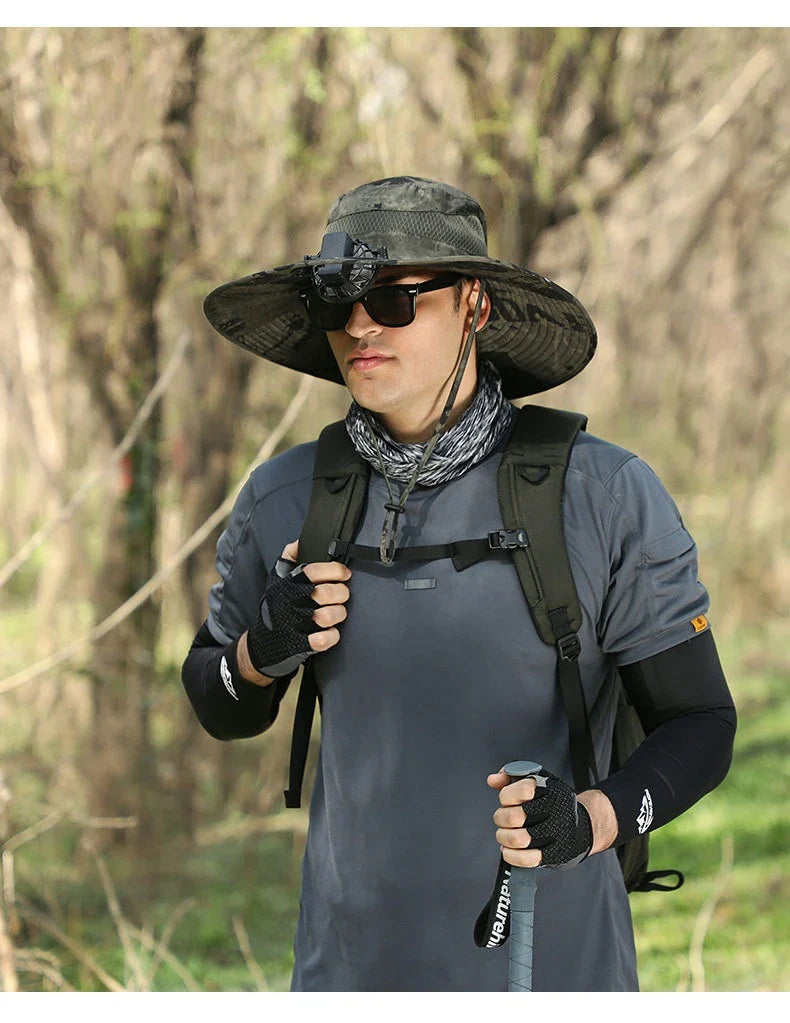 Versatile outdoor sun hat made of premium nylon fabric, providing sun protection and breathability for hiking, climbing, and fishing activities