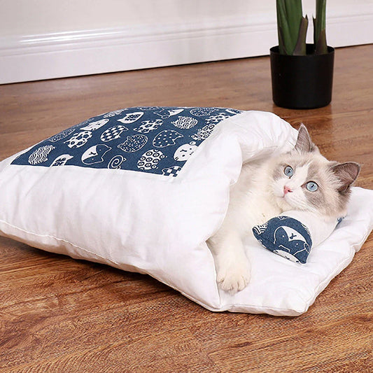 Printed Cat Cave Bed in various sizes and colours, providing cosy and secure retreat for cats
