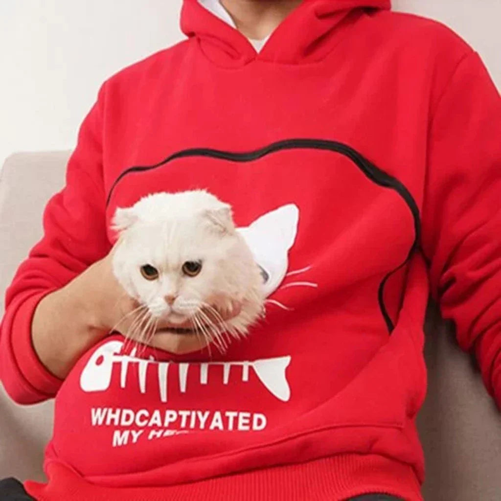 Cosy cat lovers hoodie with soft polyester construction and paw print designs