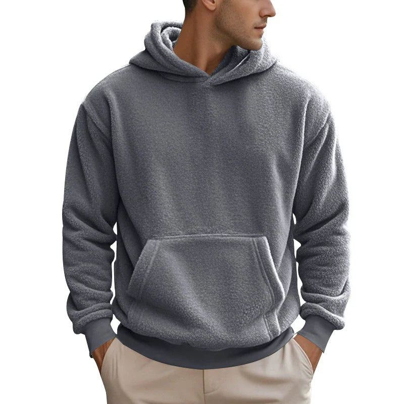 Premium double-faced velvet jumper in a range of sophisticated colours, featuring a relaxed fit and dimensional patch pockets for modern style.