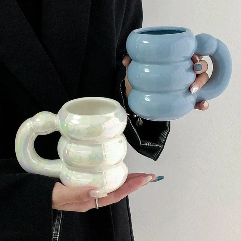 Creative couples ceramic mug with charming couple-inspired designs and 420ml capacity