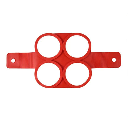 Red silicone non-stick pancake and egg mold ring for making perfectly shaped breakfast items