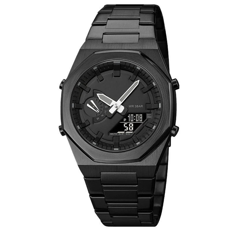 Premium multifunctional sports watch with sleek design, waterproof construction, and practical features like dual time, date, and alarm clock