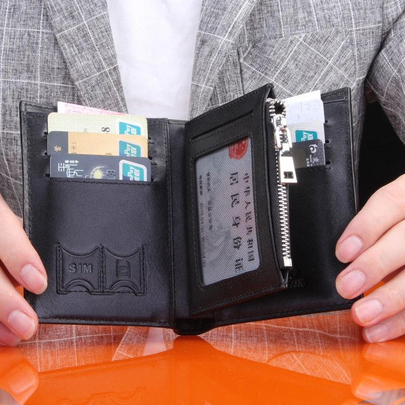 Premium leather bifold wallet in a horizontal square design with a sophisticated crocodile-embossed pattern