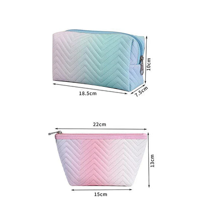 Elegant gradient-coloured makeup bag made of premium PU leather, perfect for organised storage and travel