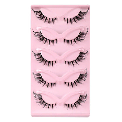 Pair of 3D cat eye and fox eye false eyelashes made from high-quality synthetic fibres for a natural, voluminous look