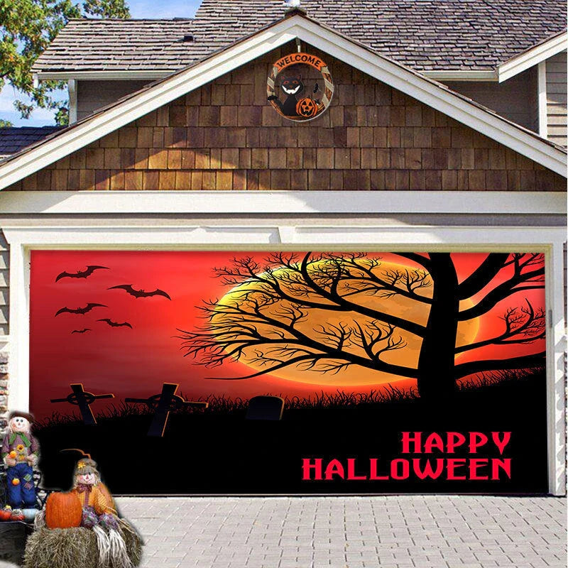 Decorative hanging cloth fabric with geometric abstraction pattern for Halloween party backdrop
