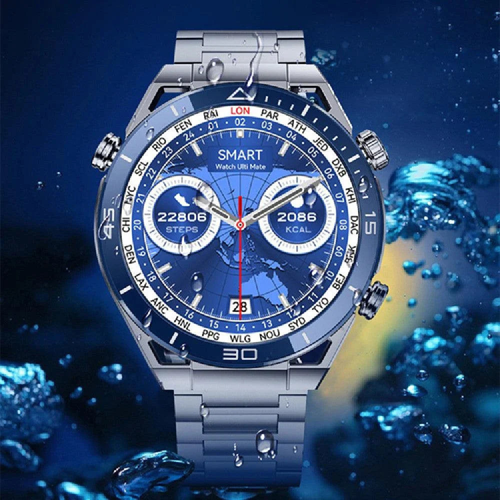 Premium smart watch with sleek alloy body, fitness tracking, and wireless charging capabilities