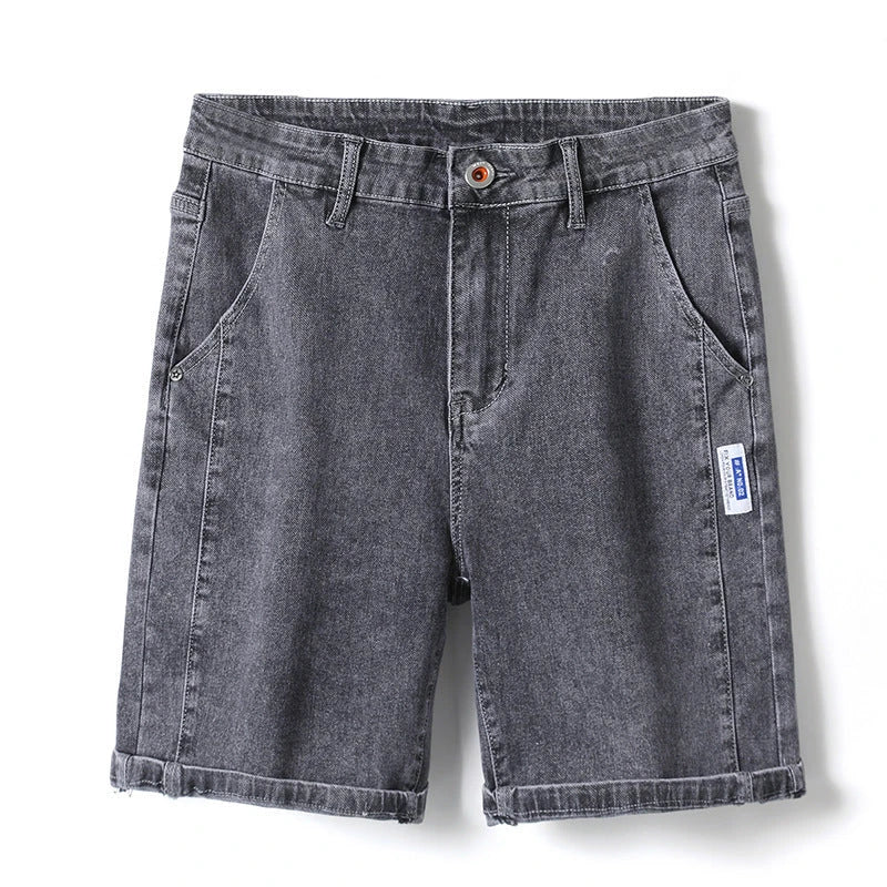 Premium straight-leg capri trousers in black, grey, blue grey, and light blue colours, featuring an elastic waistband and a durable, wrinkle-resistant fabric blend.