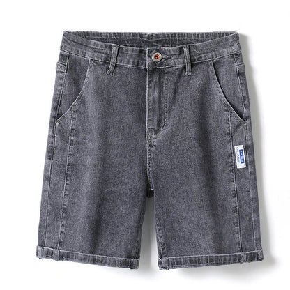 Premium straight-leg capri trousers in black, grey, blue grey, and light blue colours, featuring an elastic waistband and a durable, wrinkle-resistant fabric blend.
