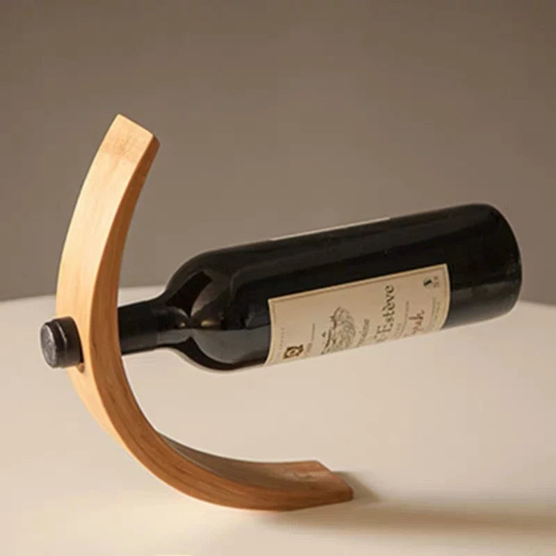 Elegant British-made solid wood wine rack with polished finish, showcasing wine bottles in a modern home setting