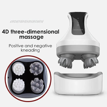4D Smart Scalp Massager with advanced features for deep kneading massage, red and blue light therapy, and personalized comfort