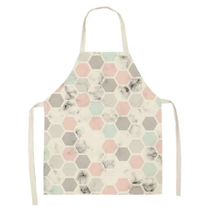 Geometric printed kitchen apron in a stylish design for discerning home chefs in the UK