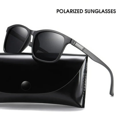 Classic Square Polarised Sunglasses with Plastic Titanium Frame and UV Protection