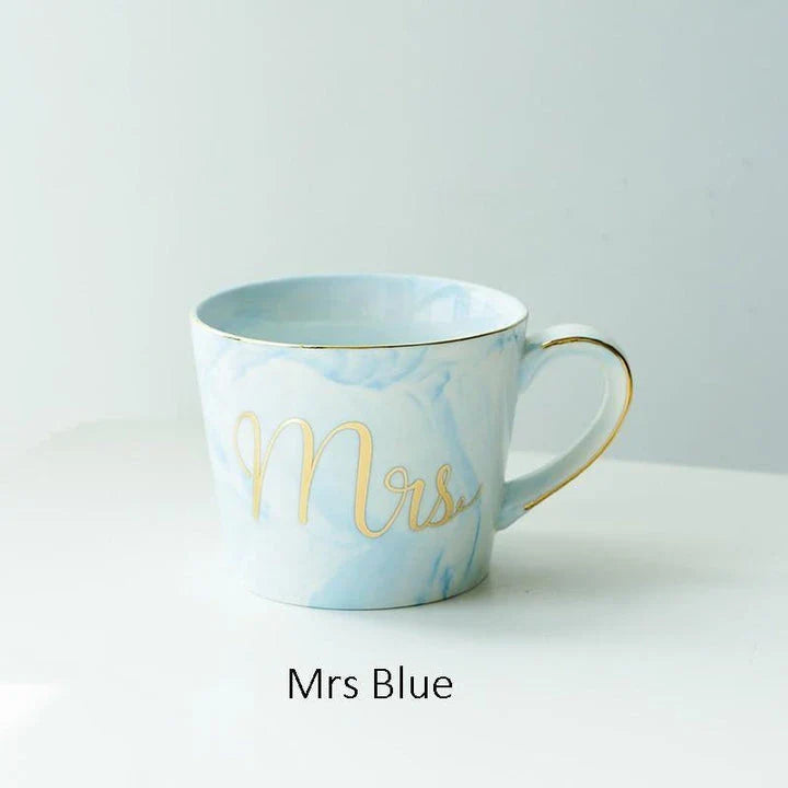 Elegant marble-inspired porcelain coffee mug with a sleek and sophisticated British design