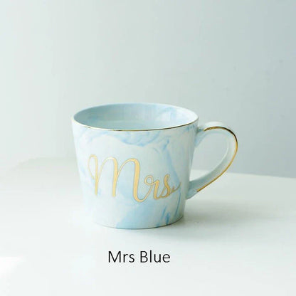 Elegant marble-inspired porcelain coffee mug with a sleek and sophisticated British design