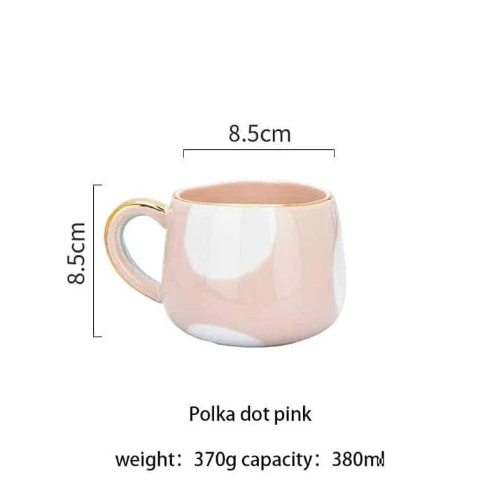 Cosy Style Ceramic Coffee Cup with Striped Pattern in Pastel Pink, Compact and Ergonomic Design for Comfortable Sipping