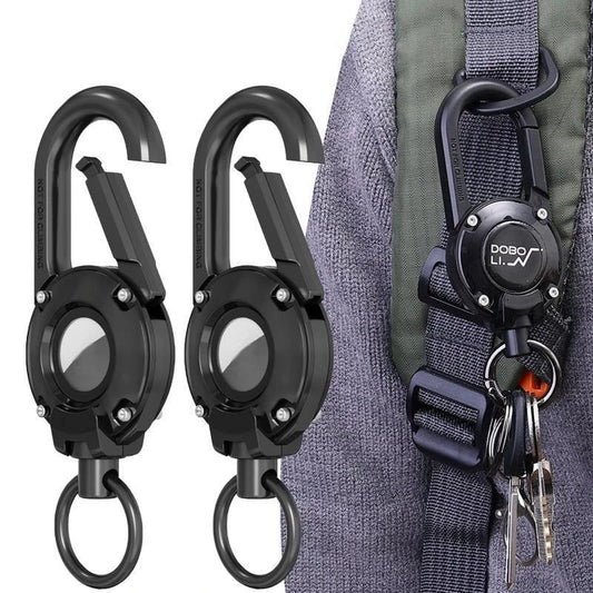 Keychain Carabiner GPS Tracker Case for AirTags, designed for maximum protection and convenience during outdoor activities and travel