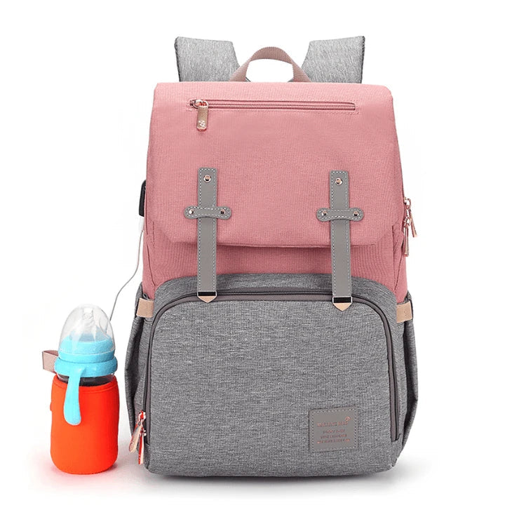 A stylish and practical mummy backpack with multiple pockets, perfect for organising and transporting all your parenting essentials.