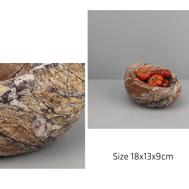 Rainforest Brown Marble Bowl - Unique Nested Design, Durable Marble Construction, Versatile Functionality for Serving, Display, and Decor