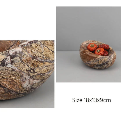 Rainforest Brown Marble Bowl - Unique Nested Design, Durable Marble Construction, Versatile Functionality for Serving, Display, and Decor