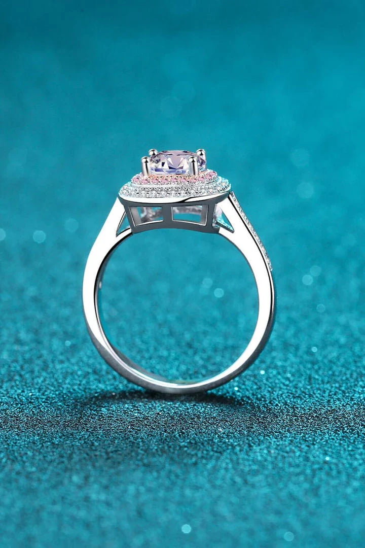 Elegant moissanite ring in 925 sterling silver with rhodium plating and zircon accents, designed for everyday sophistication.