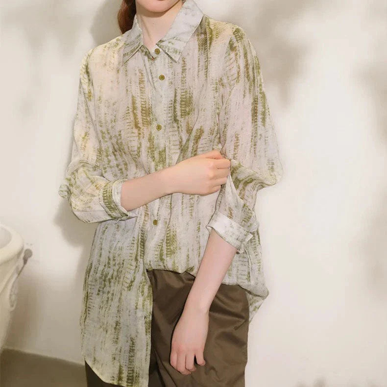 Elegant floral print ramie blouse for professional women in the UK
