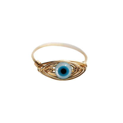 Elegant Lover's Eye Ring made with lustrous mother-of-pearl shell, featuring a delicate and Bohemian-inspired design