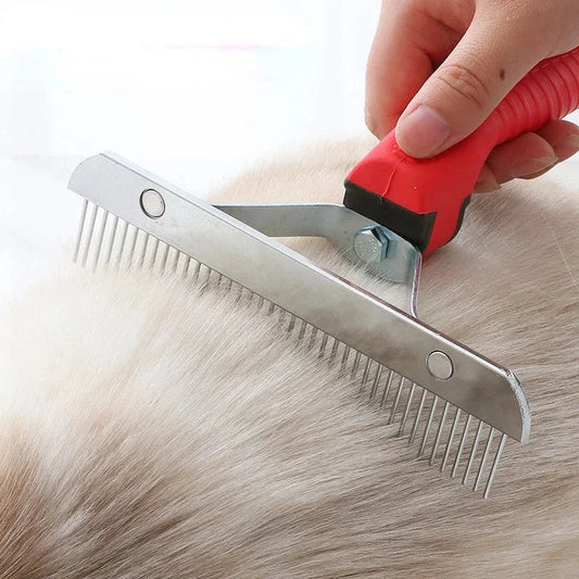 Premium Extra-Large Dog Grooming Rake Comb with Stainless Steel Teeth and Ergonomic Handle for Shedding Control and Coat Maintenance
