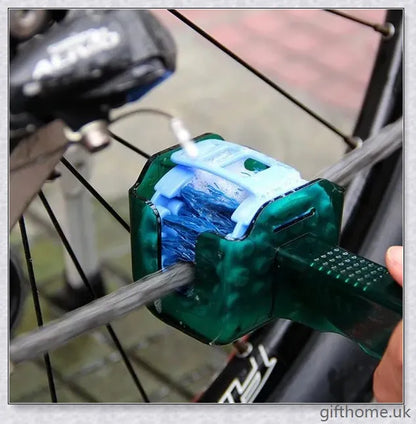 Premium bicycle chain cleaning set with tough, reusable scrubber brush for mountain bikes