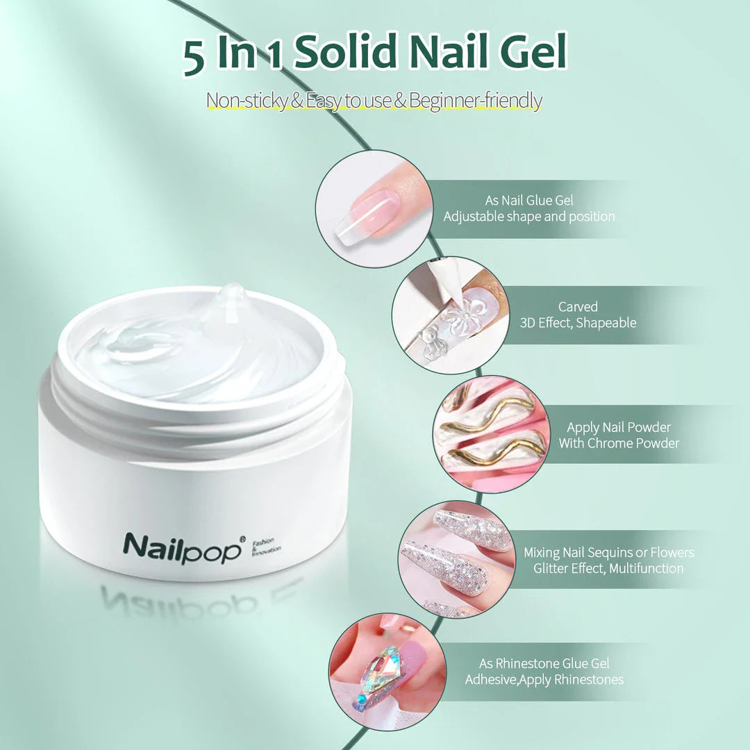Nailpop Solid Nail Patch Gel - Premium transparent adhesive for long-lasting, polished manicures