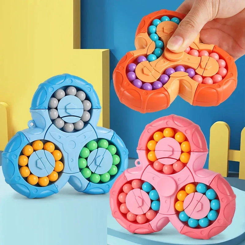 Colourful rotating puzzle cube designed to boost IQ, enhance concentration, and provide stress relief for children and adults.