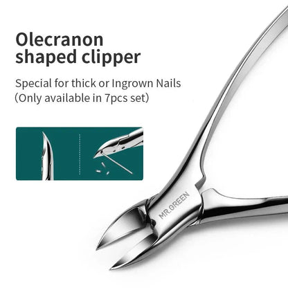 Sophisticated stainless steel manicure set with vibrant colour accents and compact travel case